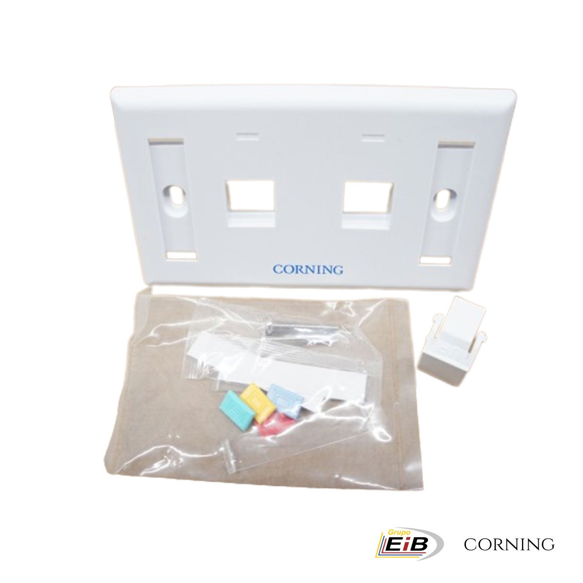 Face Plate doble blanco, incluye tapa espacio Corning