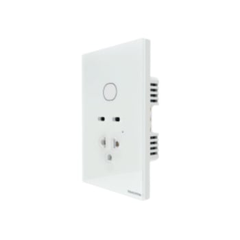 Interruptor touch smart o táctil inteligente de 1 canal + 1 toma + 2 usb blanco y negro