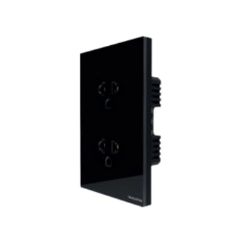 Interruptor touch smart o táctil inteligente de 2 tomas blanco y negro