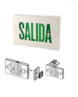 Aviso salida emergencia en espanol marca VCP Ecolighting